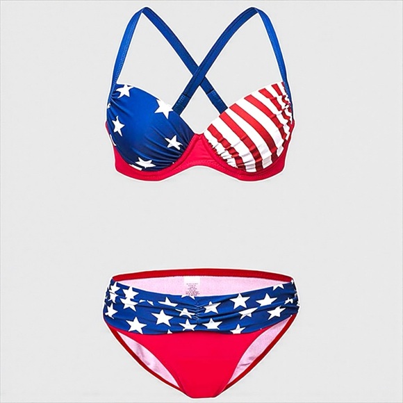 Stars & Stripes Sizzle: NWOT Patriotic Push-Up Bikini! 🇺🇸 Ladies Large ❤️🤍💙 - Picture 5 of 15